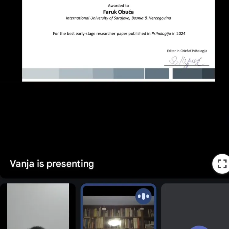 PSY Senior Assistant Faruk Obuća Honored for Best Early-Stage Researcher Paper